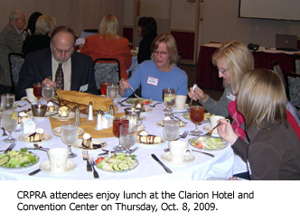 CRPRA attendees enjoy lunch at the October 2009 Cedar Rapids Public Relations Associates meeting.